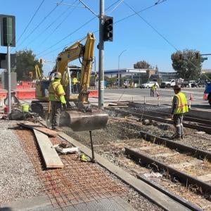 Light Rail Track Construction Work