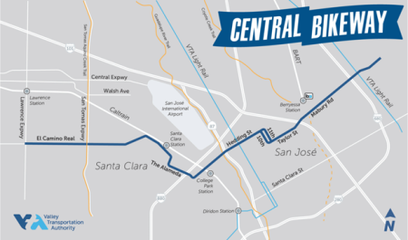 map of central bikeway project in santa clara county