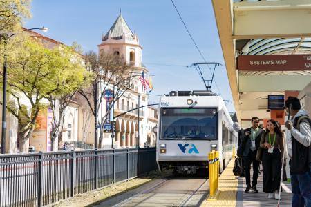 VTA light rail at convention center station
