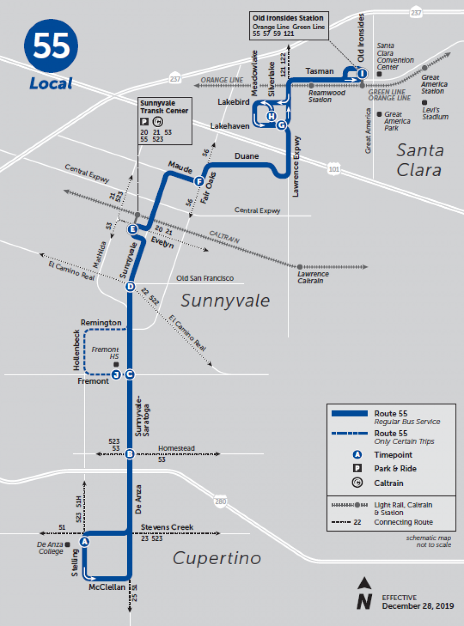 map of route 55