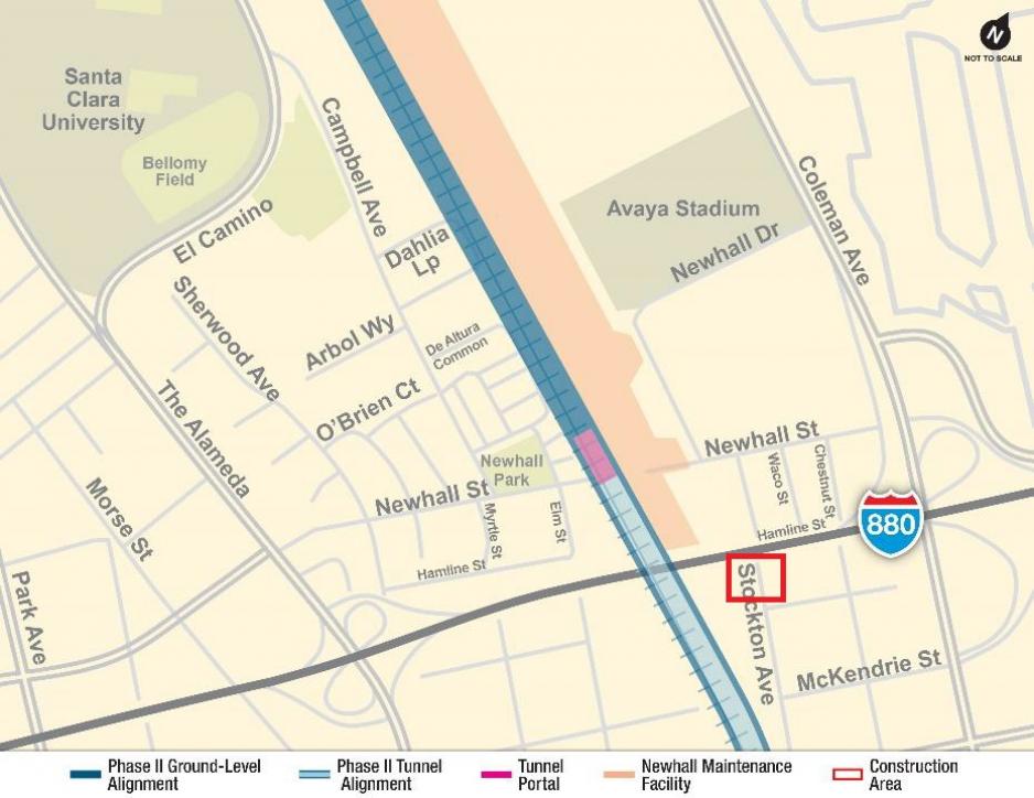 Map of field investigation work happening on Stockton Avenue and Vermont Street