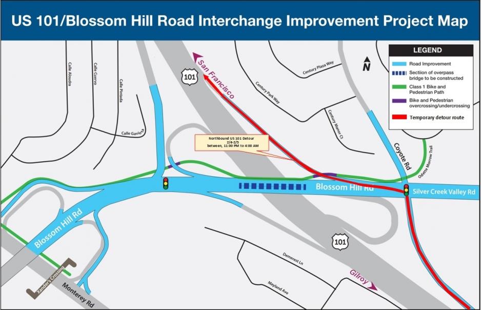 NB 101 traffic detour map