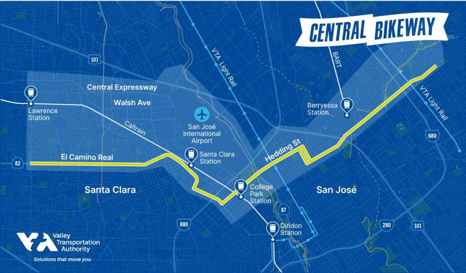 Map of Central Bikeways Planned Route