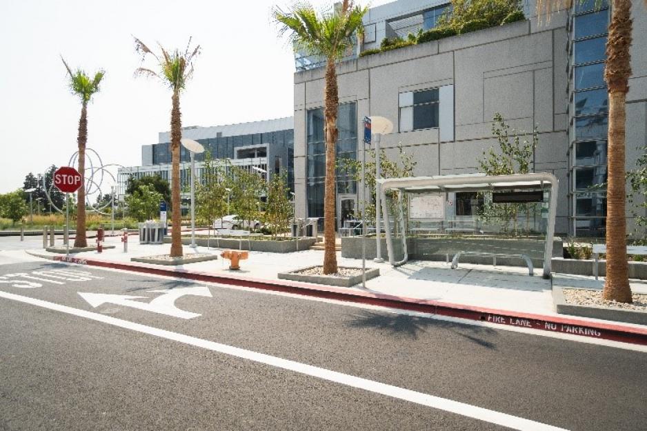 Image of new shuttle stop at Santa Clara Valley Medical Center