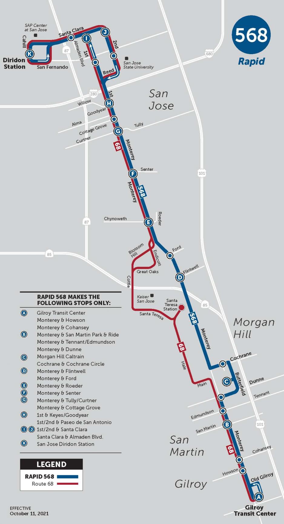 568 map compared to route 68