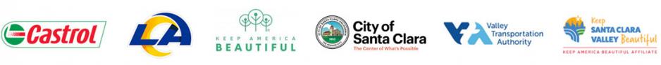 Castrol logo, LA Rams logo, Keep America Beautiful logo, City of Santa Clara logo, VTA logo, Keep Santa Clara Valley Beautiful logo