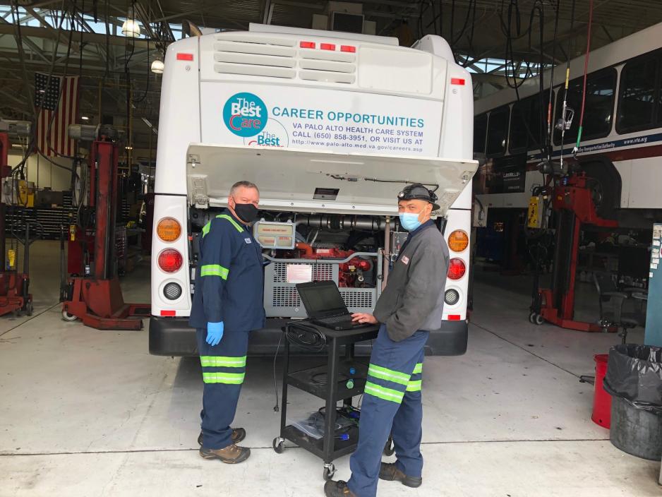 VTA Mechanics working on a VA bus