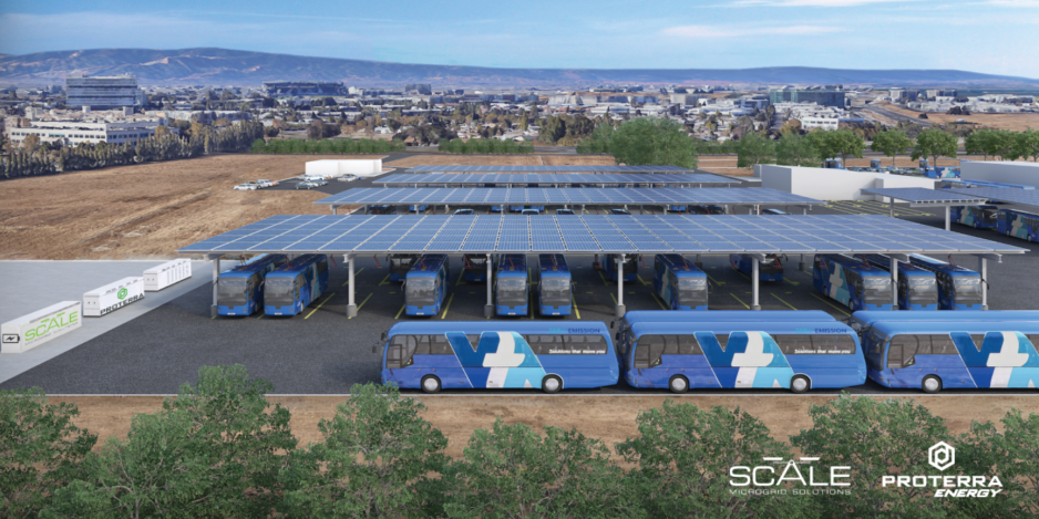 Rendering of future electric bus charging infrastructure at Cerone Yard