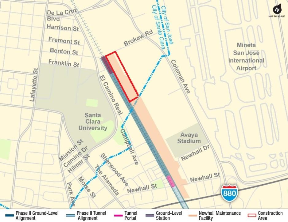 Map of construction area near Newhall Station 