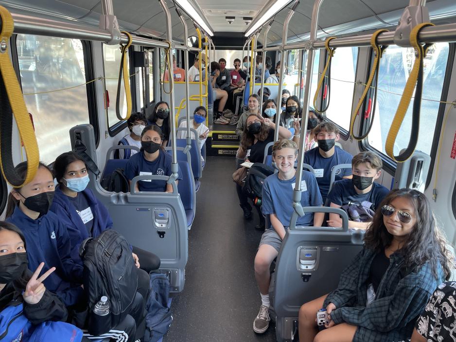 students in VTA bus