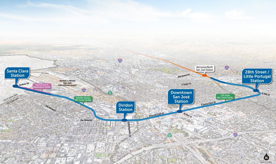 Aerial View of BART Phase II Project Alignment