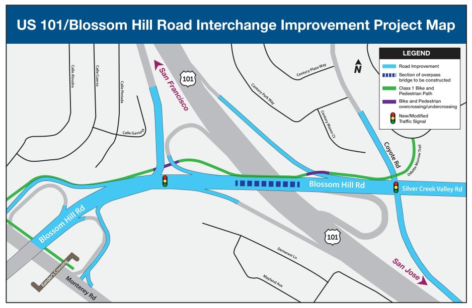 map of Blossom Hill interchange project