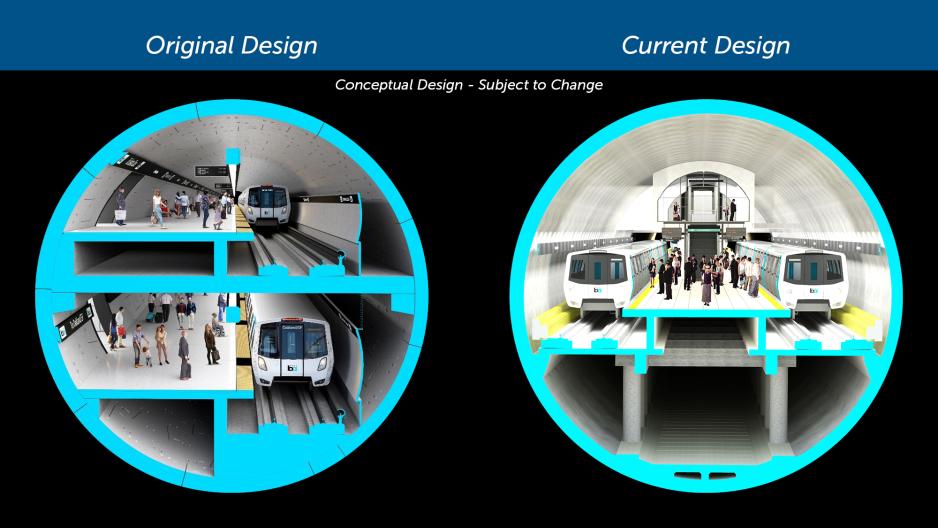 tunnel original design and current design