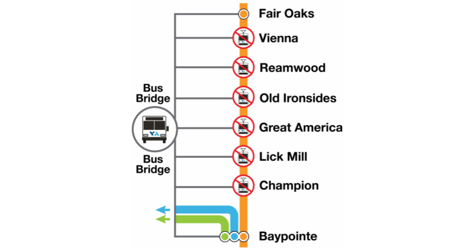 rail rehab bus bridge map