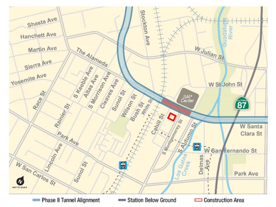 location of geotechnical work near Diridon Station 