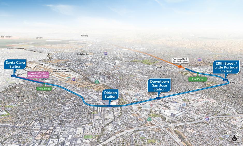VTA's BART Phase 2 alignment map