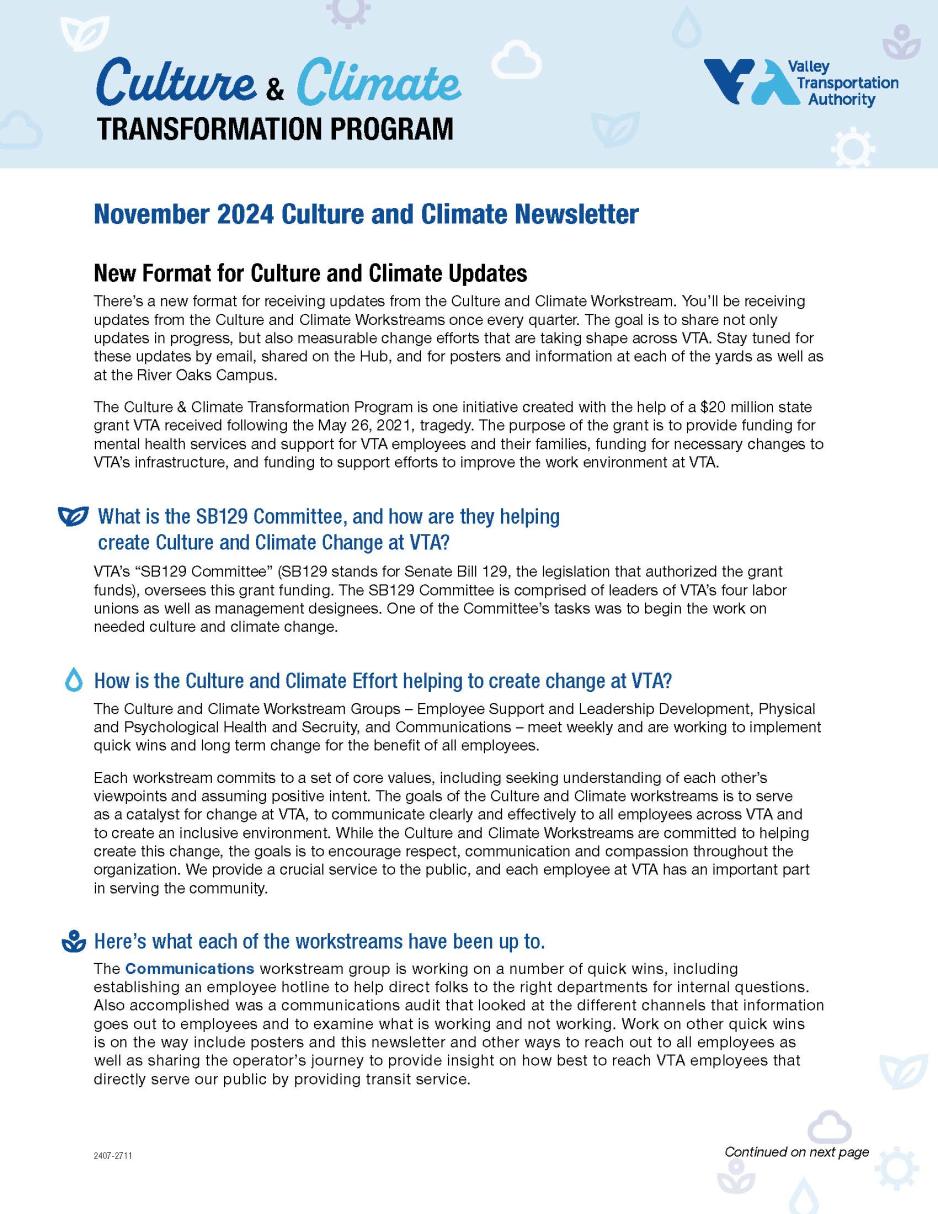 November Culture and Climate Transformation newsletter