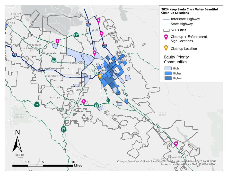 Map of Keep Santa Clara County Beautiful Locations