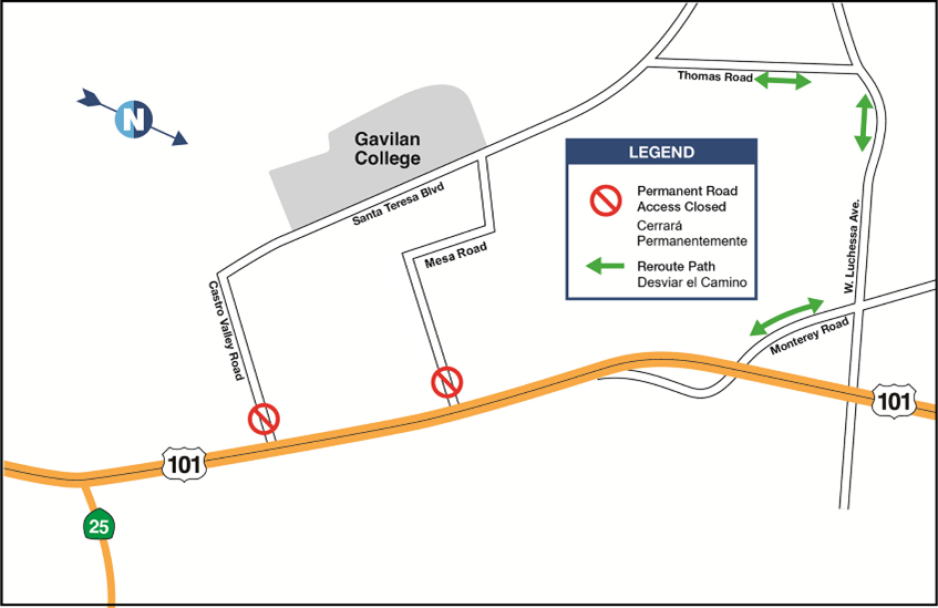 map of road closures for Interchange 25 project