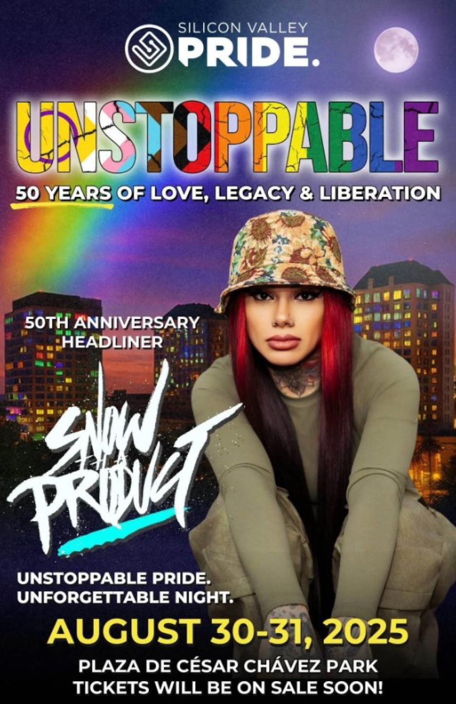 Silicon Valley Pride Parade Headliner Snow Tha Product August 30-31, 2025