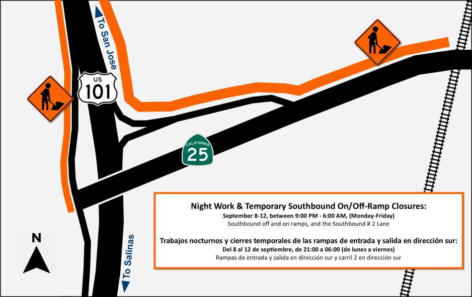 US 101/SR 25 TRAFFIC ADVISORY: 9.8.2025