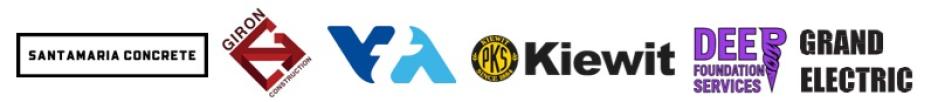 logos for forum supporters: Santa Maria Concrete, VTA, PKS, Kiewit, Deep Foundation Services, Grand Electric