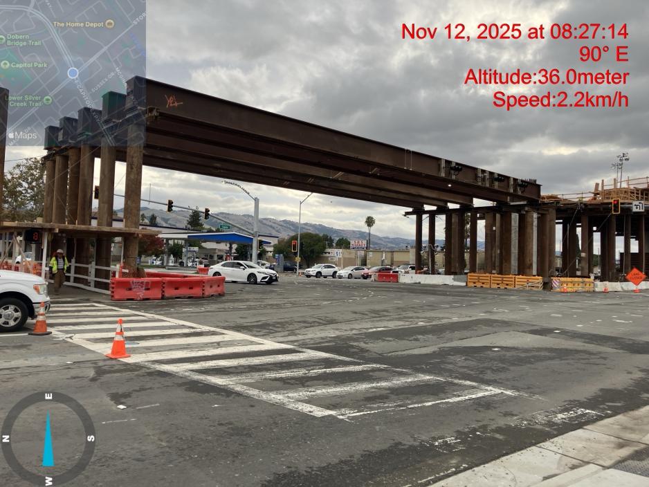 Girders over the intersection of Capitol Expressway and Story Road