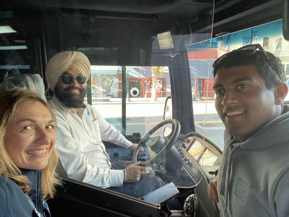 VTA HR team selfie with a bus operator