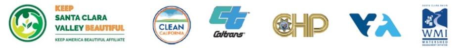 Logos for KSCVB Clean California Cal Trans CHP VTA and WMI