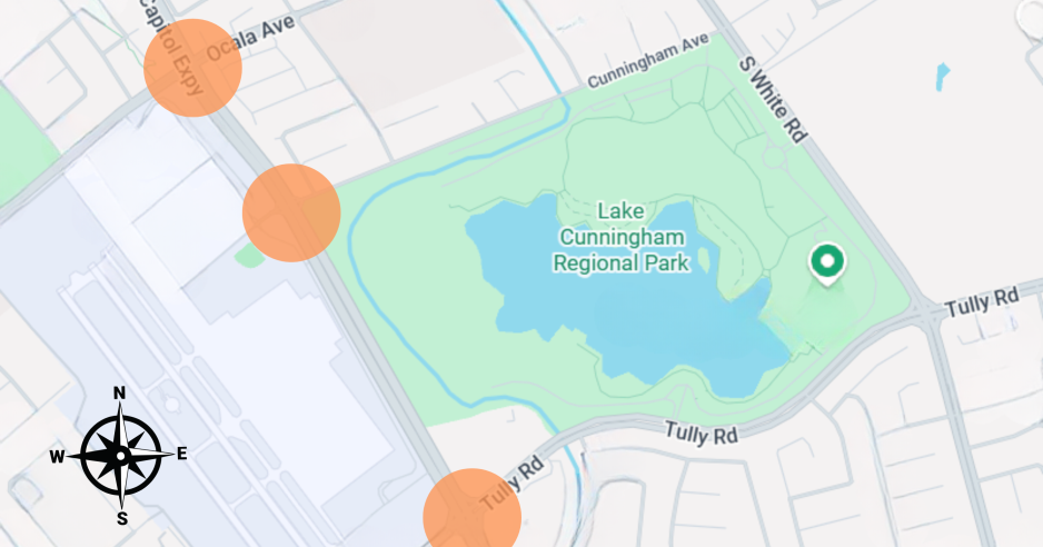 Map showing 3 intersections