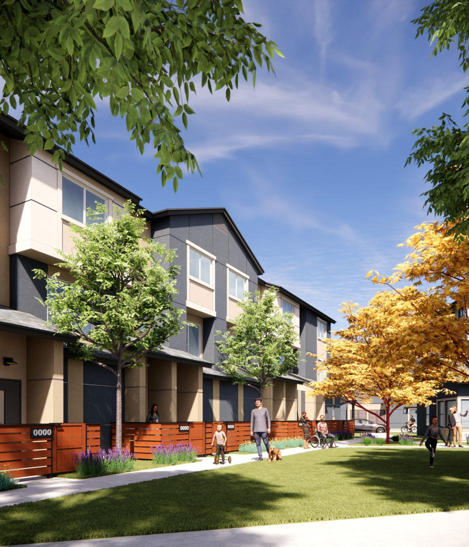 apartment building with trees around it