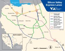 Map for Silicon Valley Express Lanes – US 101 South County Project